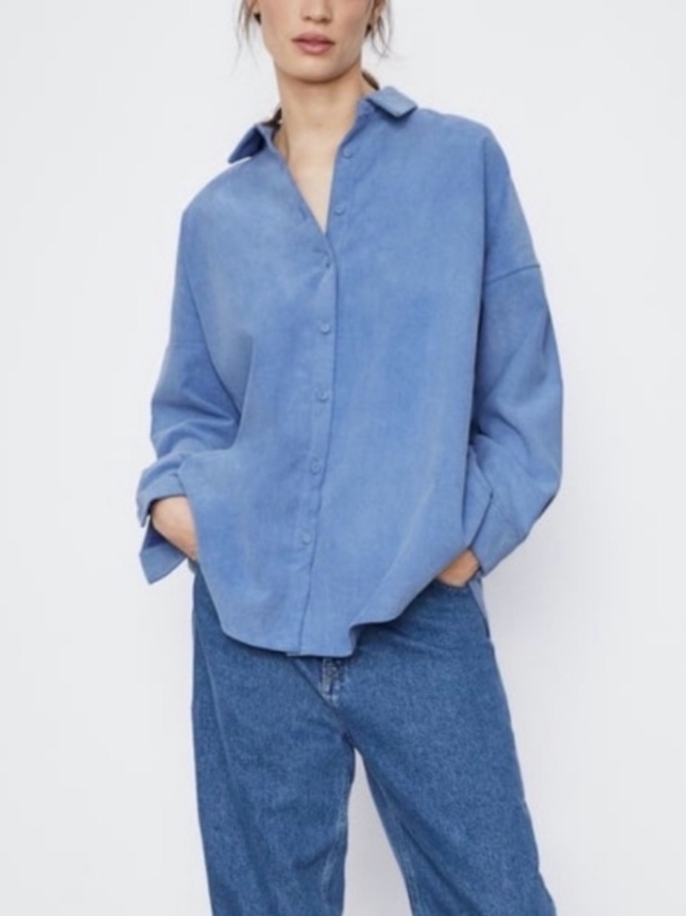 Zara Blue Button-Front Shirt